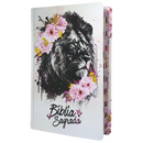 Bíblia Leão Flores Rosa Letra Gigante Capa Dura Com Harpa E Índice Feminina Arc