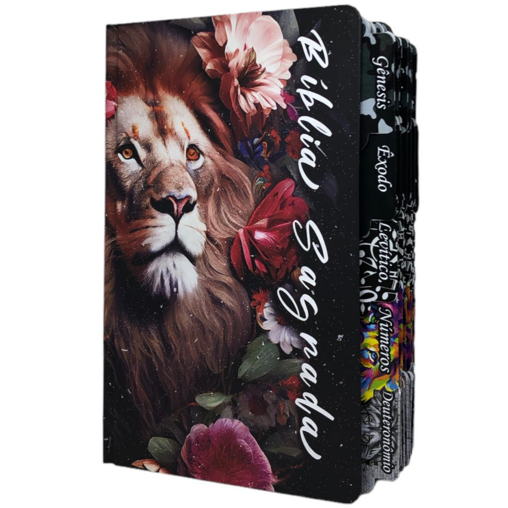 Bíblia Leão Jardim Letra Gigante Capa Dura Com Harpa E Abas Adesivas Masculina Arc