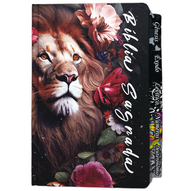 Bíblia Leão Jardim Letra Gigante Capa Dura Com Harpa E Abas Adesivas Masculina Arc