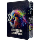 Bíblia Leão Perfil Color Letra Gigante Capa Flexível Com Harpa E Abas Coladas Masculina Arc