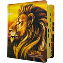 Bíblia Leão Paisagem Letra Grande Capa Dura Com Harpa e Índice Masculina Arc