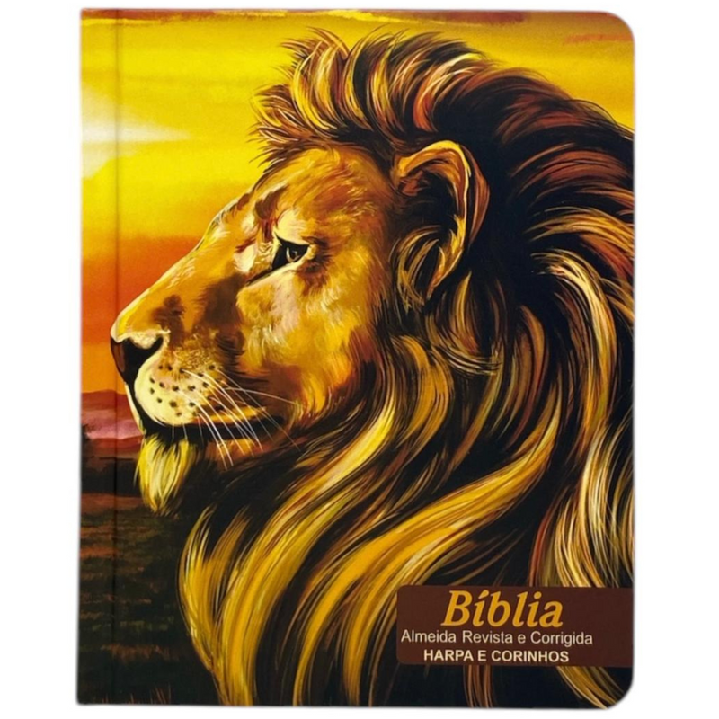 Bíblia Leão Paisagem Letra Grande Capa Dura Com Harpa Masculina Arc