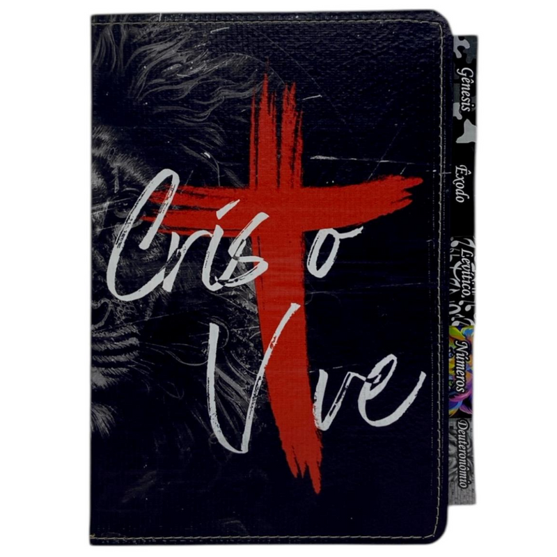 Bíblia Cristo Vive Letra Gigante Capa Flexível Com Harpa E Abas Coladas Masculina Arc