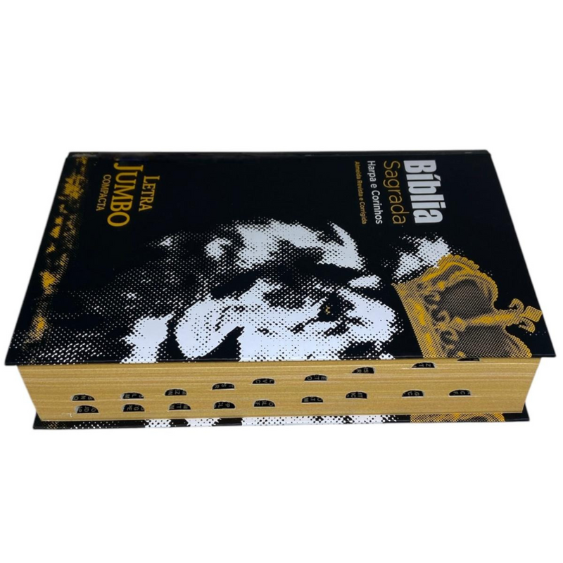 Bíblia Leão Rei Letra Jumbo Capa Dura Com Harpa e Índice Masculina Arc