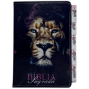 Bíblia Leão Roxa Letra Gigante Capa Flexível Com Harpa E Abas Coladas Feminina Arc