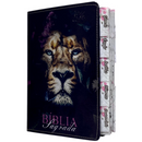 Bíblia Leão Roxa Letra Gigante Capa Flexível Com Harpa E Abas Coladas Feminina Arc