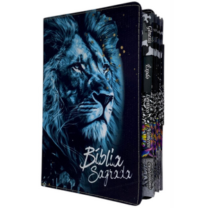 Bíblia Leão Sempre Foi Deus Letra Gigante Capa Flexível Com Harpa E Abas Coladas Masculina Arc