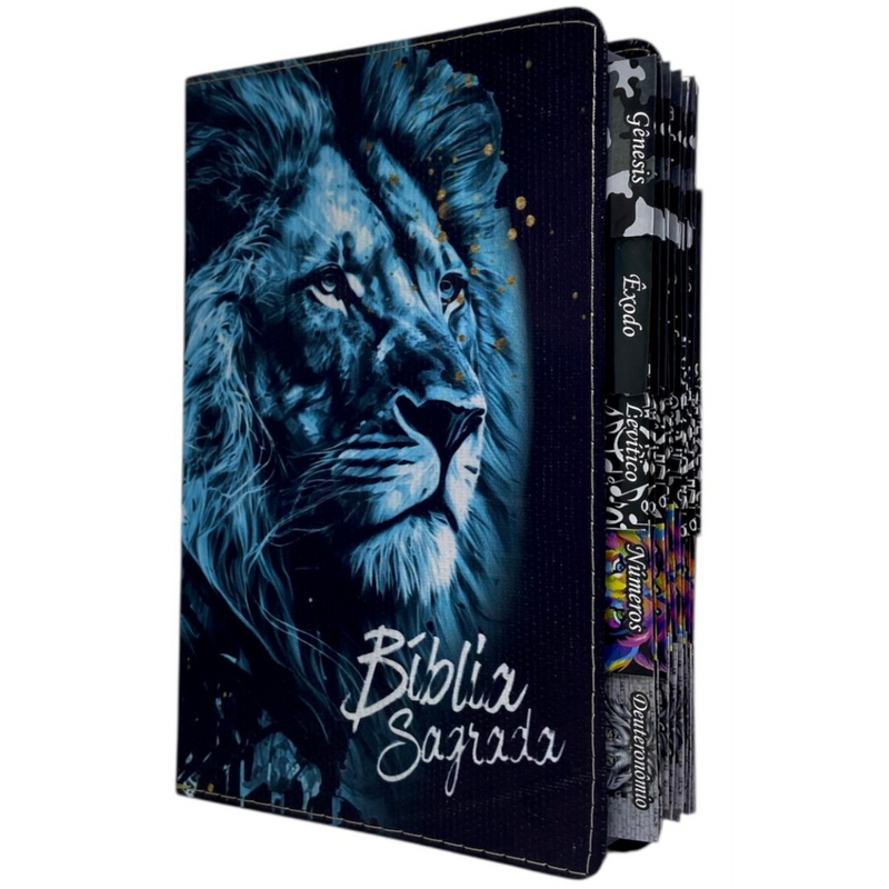 Bíblia Leão Sempre Foi Deus Letra Gigante Capa Flexível Com Harpa E Abas Masculina Arc