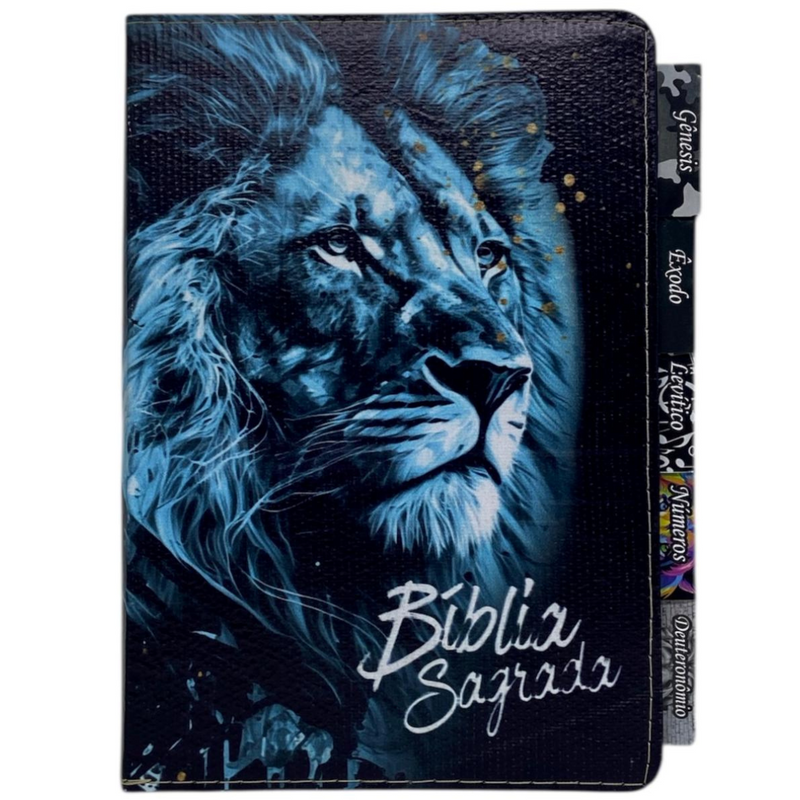 Bíblia Leão Sempre Foi Deus Letra Gigante Capa Flexível Com Harpa E Abas Masculina Arc
