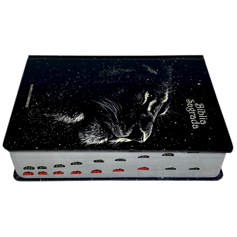 Bíblia Leão Universo Letra Hipergigante Capa Dura Com Harpa e Índice Masculina Arc
