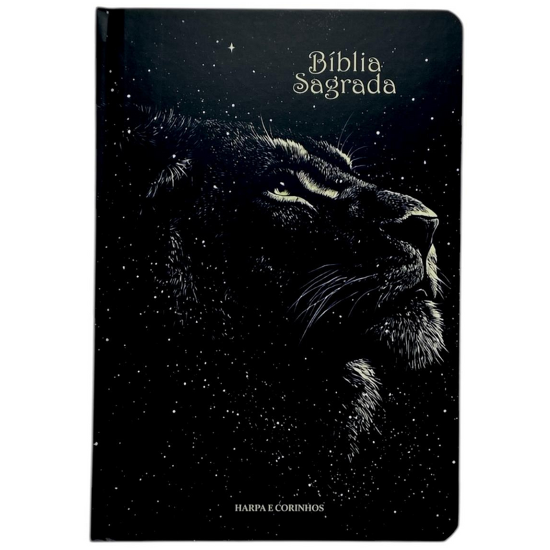 Bíblia Leão Universo Letra Hipergigante Capa Dura Com Harpa e Índice Masculina Arc