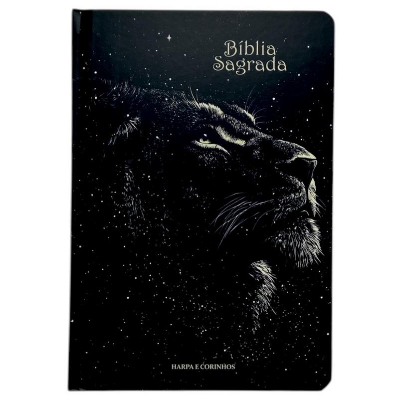 Bíblia Leão Universo Letra Hipergigante Capa Dura Com Harpa Masculina Arc