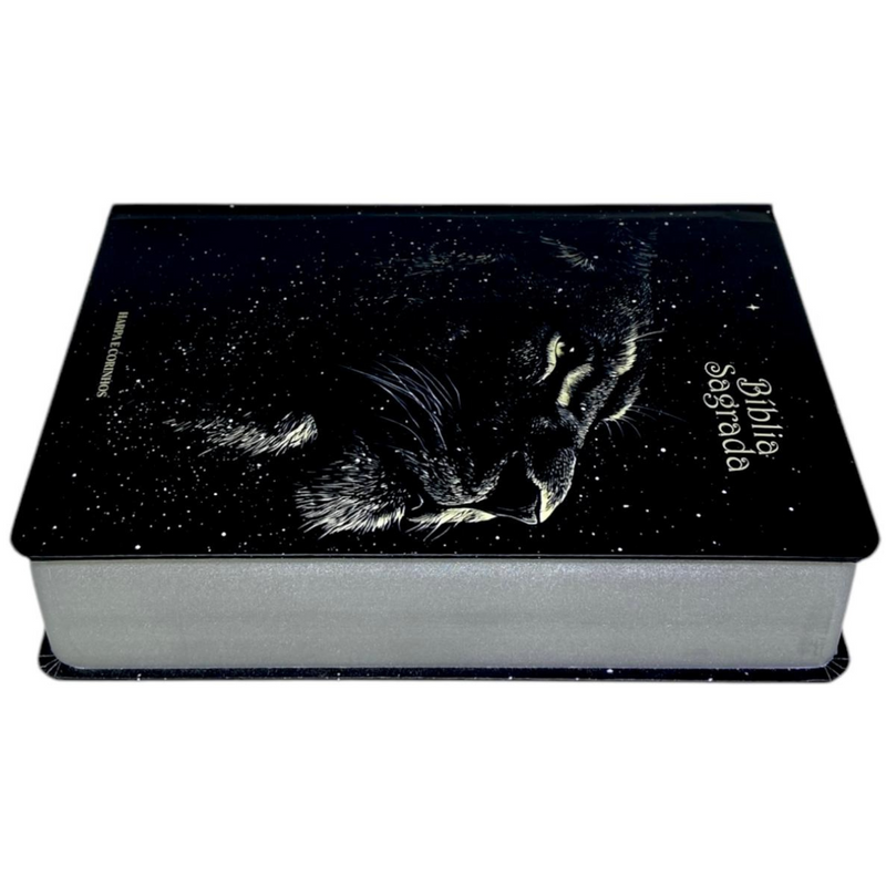 Bíblia Leão Universo Letra Hipergigante Capa Dura Com Harpa Masculina Arc