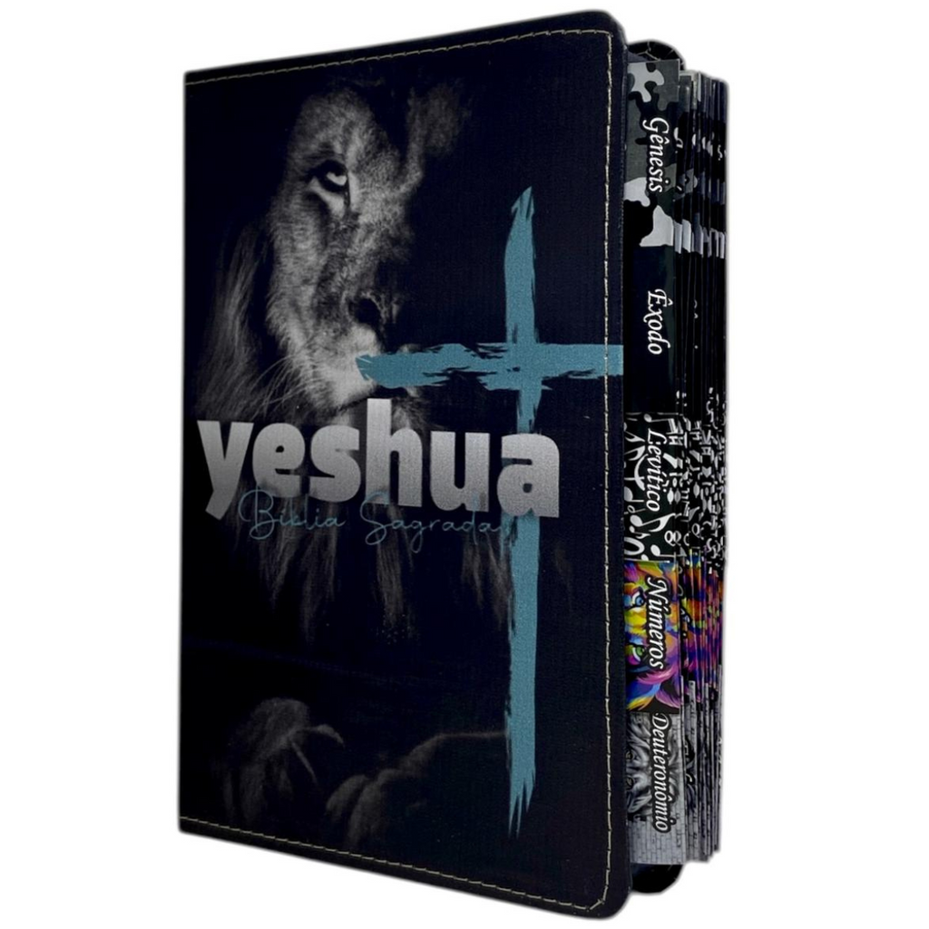 Bíblia Leão Yeshua Letra Gigante Capa Flexível Com Harpa E Abas Coladas Masculina Arc