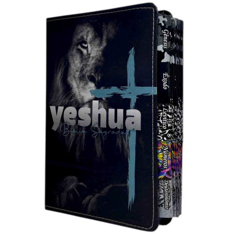 Bíblia Leão Yeshua Letra Gigante Capa Flexível Com Harpa E Abas Coladas Masculina Arc