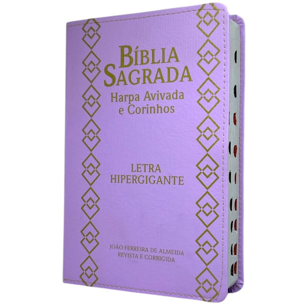 Bíblia Cor Lilás Letra Hipergigante Capa Flexível Com Harpa e Índice Colorida Arc