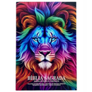 Bíblia Leão Color Letra Gigante Capa Brochura Com Harpa Masculina e Feminina Arc