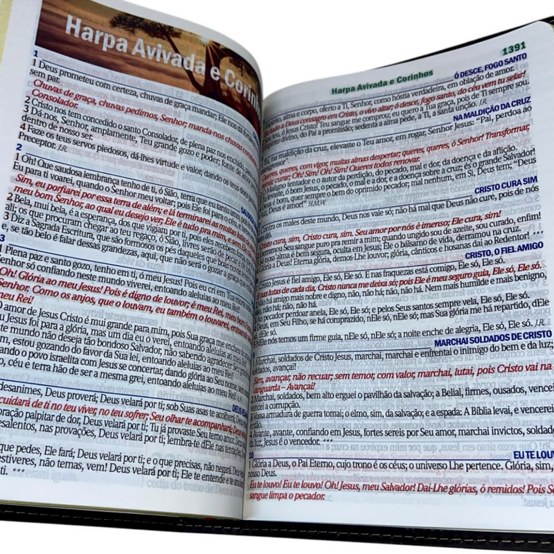 Bíblia Cor Marrom Letra Hipergigante Capa Flexível Com Harpa e Índice Colorida Arc
