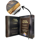 Bíblia Cor Marrom Letra Hipergigante Capa Laminada Com Harpa Índice Caixa e Caneta Masculina Arc