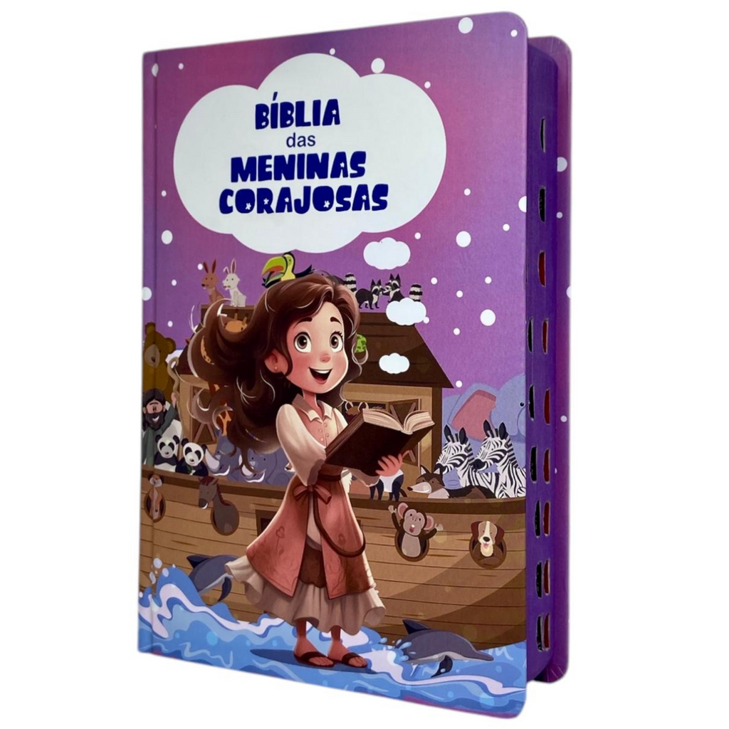 Bíblia Das Meninas Corajosas Lilás Letra Gigante Infantil Capa Dura Com Harpa e Índice Feminina Arc