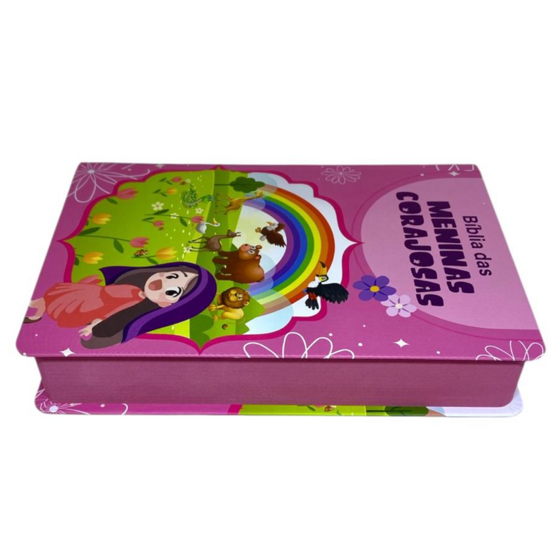 Bíblia Das Meninas Corajosas Rosa Letra Gigante Infantil Capa Dura Com Harpa Feminina Arc