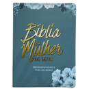 Bíblia De Estudo Mulher de Deus Aqua Letra Hipergigante Capa Flexível Com Harpa e Índice Arc