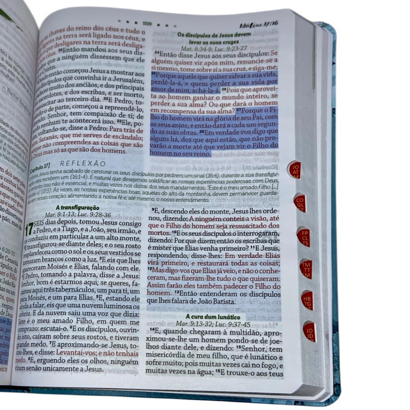 Bíblia De Estudo Mulher de Deus Aqua Letra Hipergigante Capa Flexível Com Harpa e Índice Arc