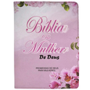 Bíblia De Estudo Mulher de Deus Rosa Letra Hipergigante Capa Flexível Com Harpa e Índice Arc