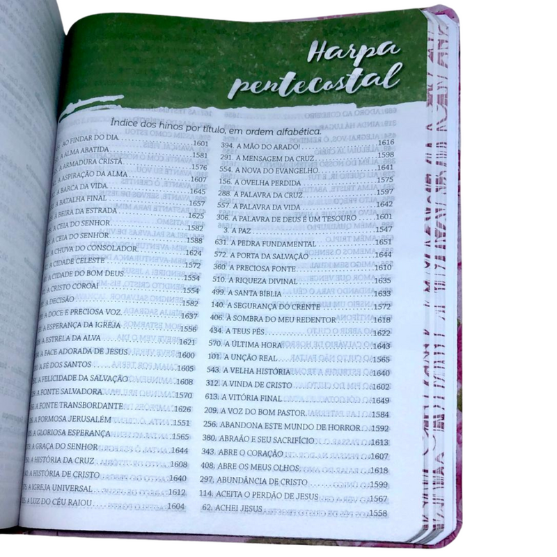 Bíblia De Estudo Mulher de Deus Rosa Letra Hipergigante Capa Flexível Com Harpa e Índice Arc