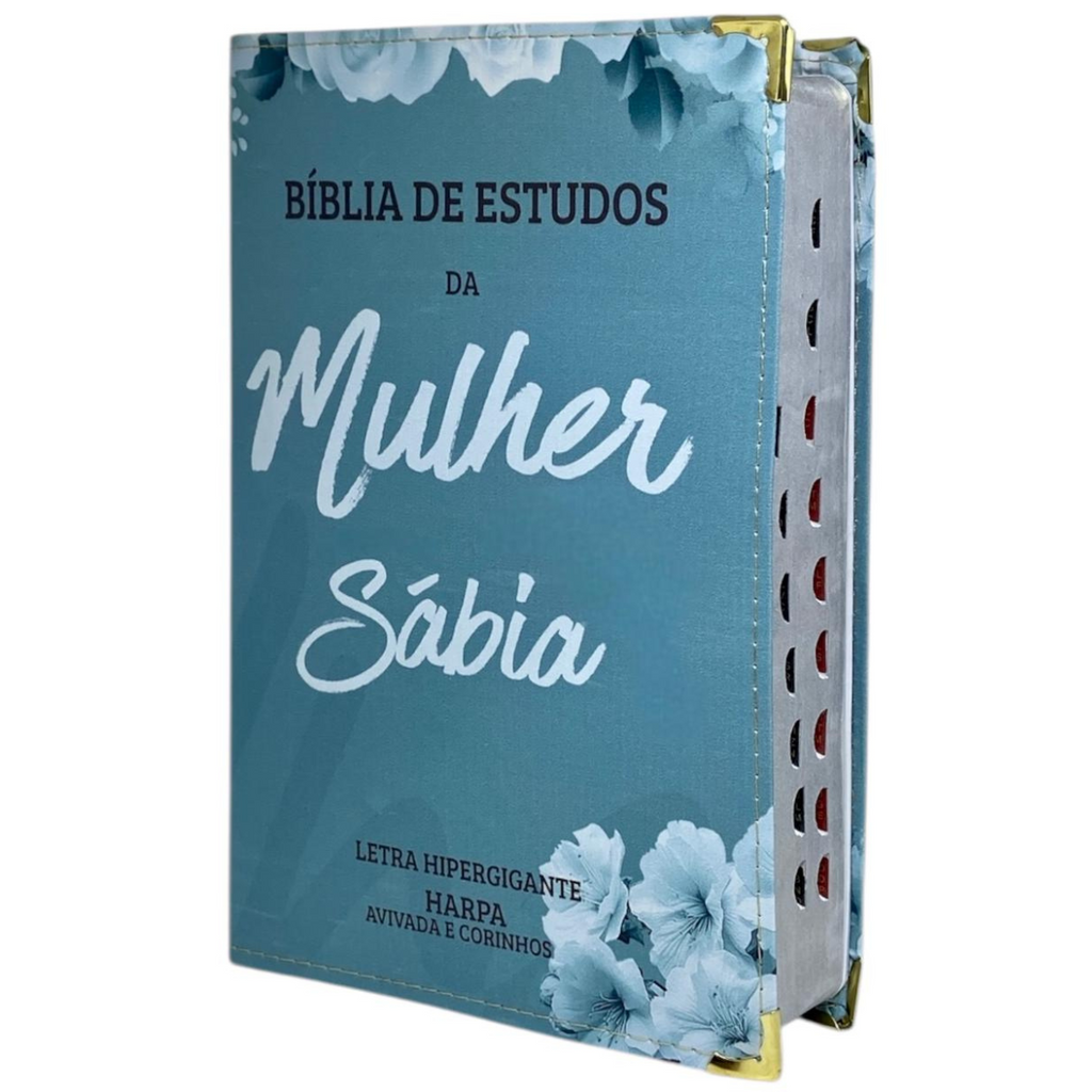 Bíblia Da Mulher Sábia Aqua De Estudo Letra Hipergigante Capa Flexível Com Harpa e Índice Feminina Arc
