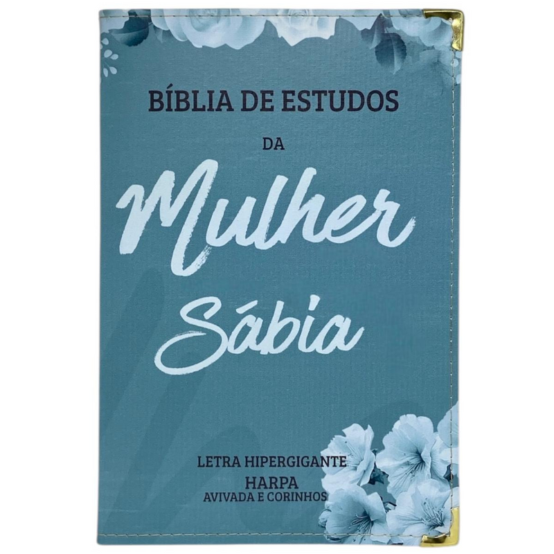 Bíblia Da Mulher Sábia Aqua De Estudo Letra Hipergigante Capa Flexível Com Harpa e Índice Feminina Arc