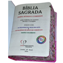Bíblia Cor Pink Letra Hipergigante Capa Laminada Com Harpa Índice Caixa e Caneta Feminina Arc