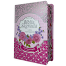 Bíblia Cor Pink Letra Hipergigante Capa Laminada Com Harpa Índice Caixa e Caneta Feminina Arc