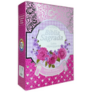 Bíblia Cor Pink Letra Hipergigante Capa Laminada Com Harpa Caixa e Caneta Feminina Arc