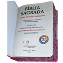Bíblia Cor Pink Letra Hipergigante Capa Laminada Com Harpa Caixa e Caneta Feminina Arc