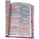 Bíblia Cor Pink Letra Hipergigante Capa Laminada Com Harpa Caixa e Caneta Feminina Arc