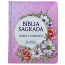 Bíblia Poá Letra Grande Capa Dura Com Harpa e Índice Feminina Arc