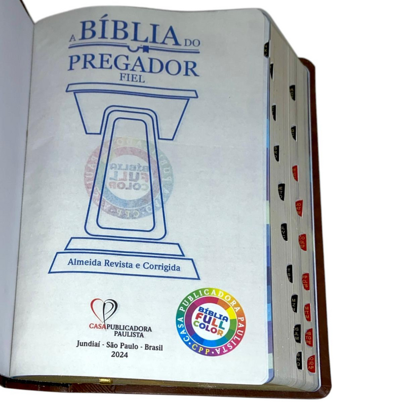 Bíblia Do Pregador Fiel Marrom Com Estudo Letra Gigante Capa Flexível Com Índice Masculina Arc