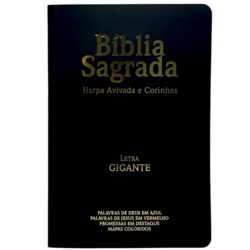 Kit 32 Unidades de Bíblia Cor Preta Letra Gigante Capa Semi Flexível Com Harpa e Índice Colorida Arc
