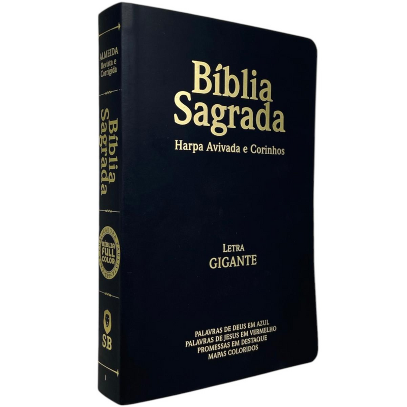 Kit 32 Unidades de Bíblia Cor Preta Letra Gigante Capa Semi Flexível Com Harpa e Índice Colorida Arc