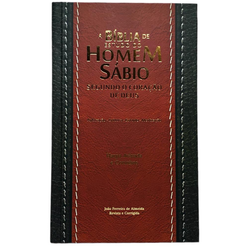 Bíblia Do Homem Sábio Com Estudo Letra Hipergigante Capa Dura Preta e Vermelha Com Harpa Masculina Arc