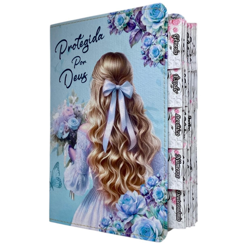 Bíblia Protegida Por Deus Letra Gigante Capa Flexível Com Harpa E Abas Coladas Feminina Arc