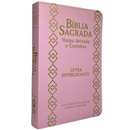 Bíblia Cor Rosa Letra Hipergigante Capa Flexível Com Harpa e Índice Colorida Arc