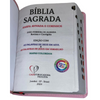 Bíblia Cor Rosa Letra Gigante Capa Flexível Com Harpa e Índice Colorida Arc