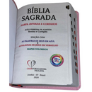 Bíblia Cor Rosa Letra Gigante Capa Flexível Com Harpa e Índice Colorida Arc