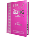 Bíblia Cor Pink Letra Jumbo Capa Coverbook Flexível Com Índice Feminina King James 1611