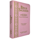 Bíblia Cor Rosa Letra Gigante Capa Flexível Com Harpa e Índice Colorida Arc