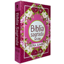 Bíblia Rosa Geométrica Letra Jumbo Capa Dura Com Índice Feminina Nvi