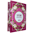 Bíblia Rosa Geométrica Letra Jumbo Capa Dura Com Índice Feminina Nvi