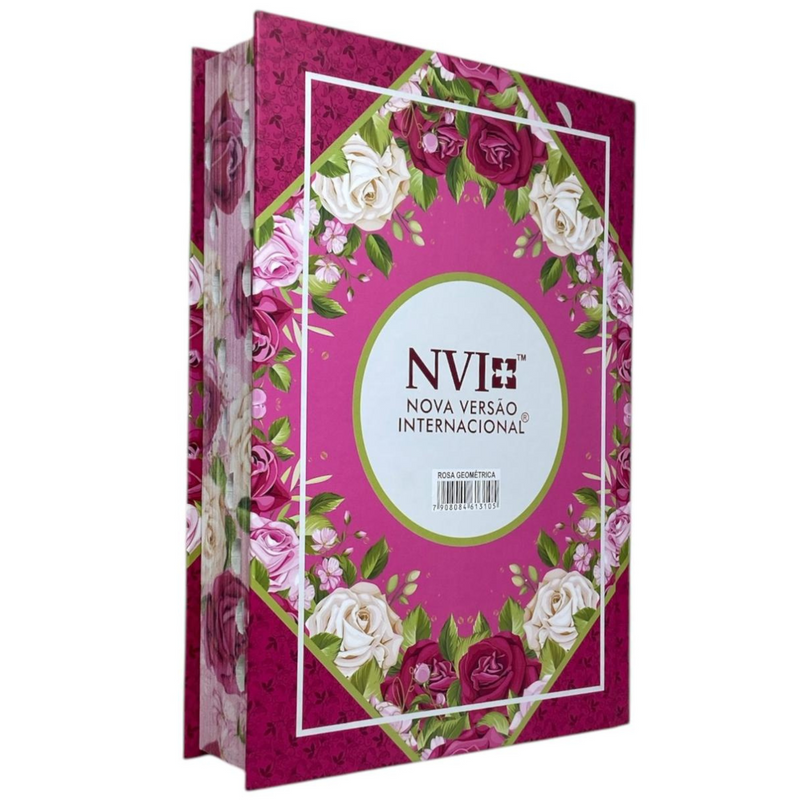 Bíblia Rosa Geométrica Letra Jumbo Capa Dura Com Índice Feminina Nvi
